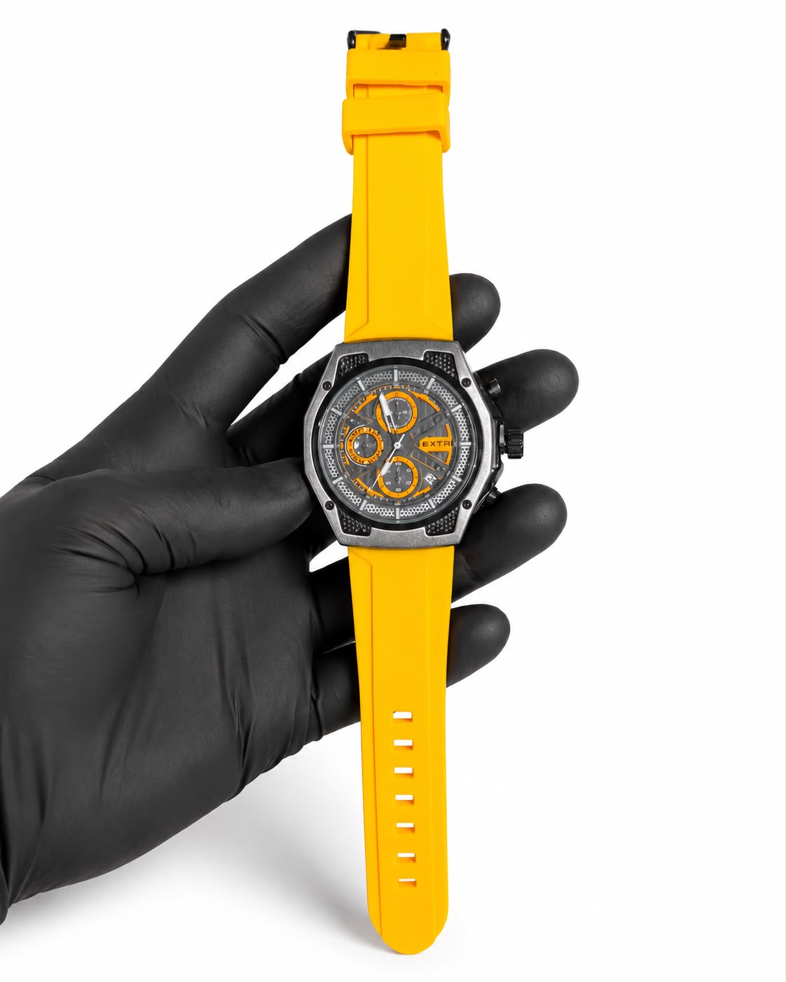Relógio Extri Esportivo com Pulseira Amarela