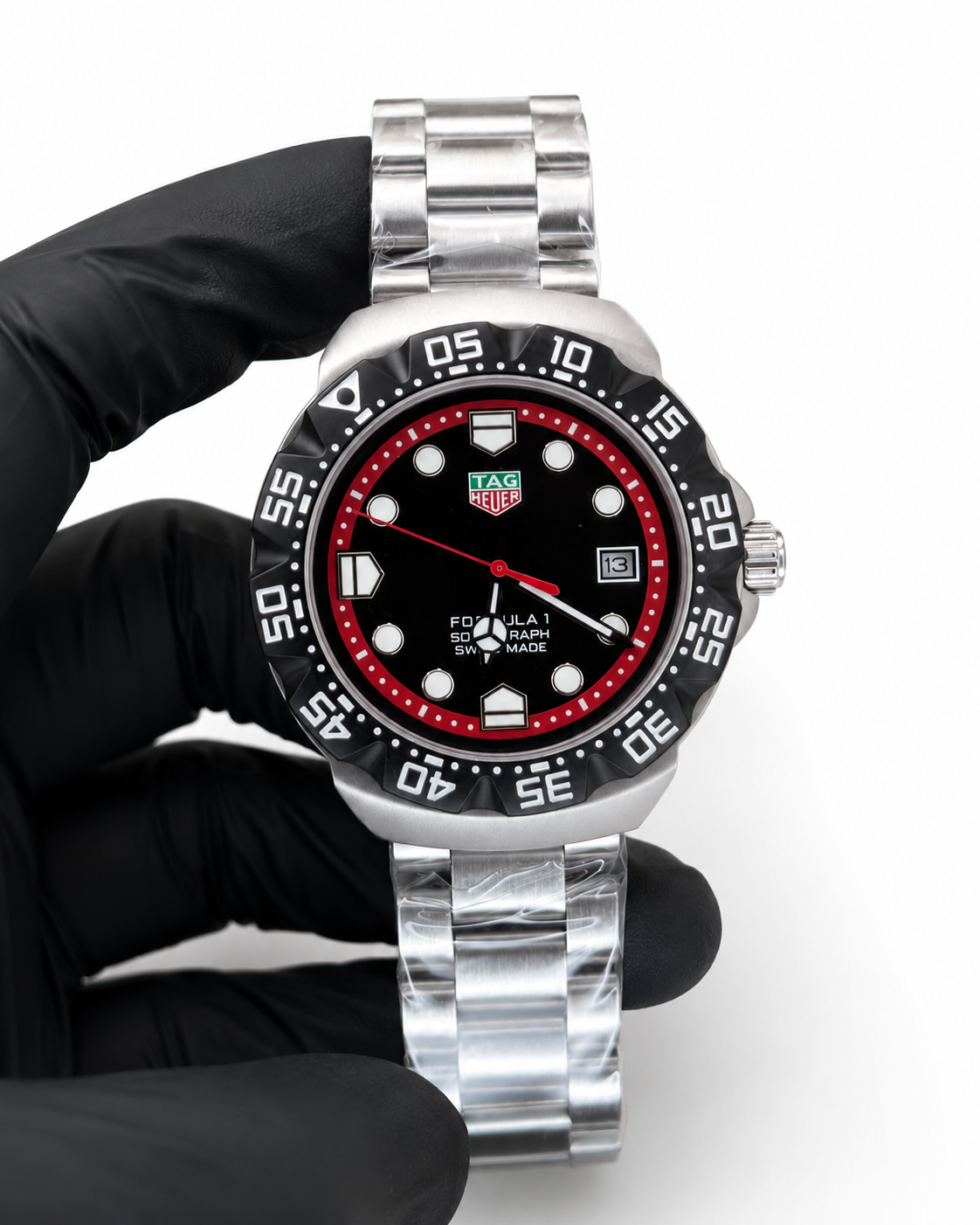 Relógio Masculino Estilo TAG Heuer Formula 1 Preto e Vermelho