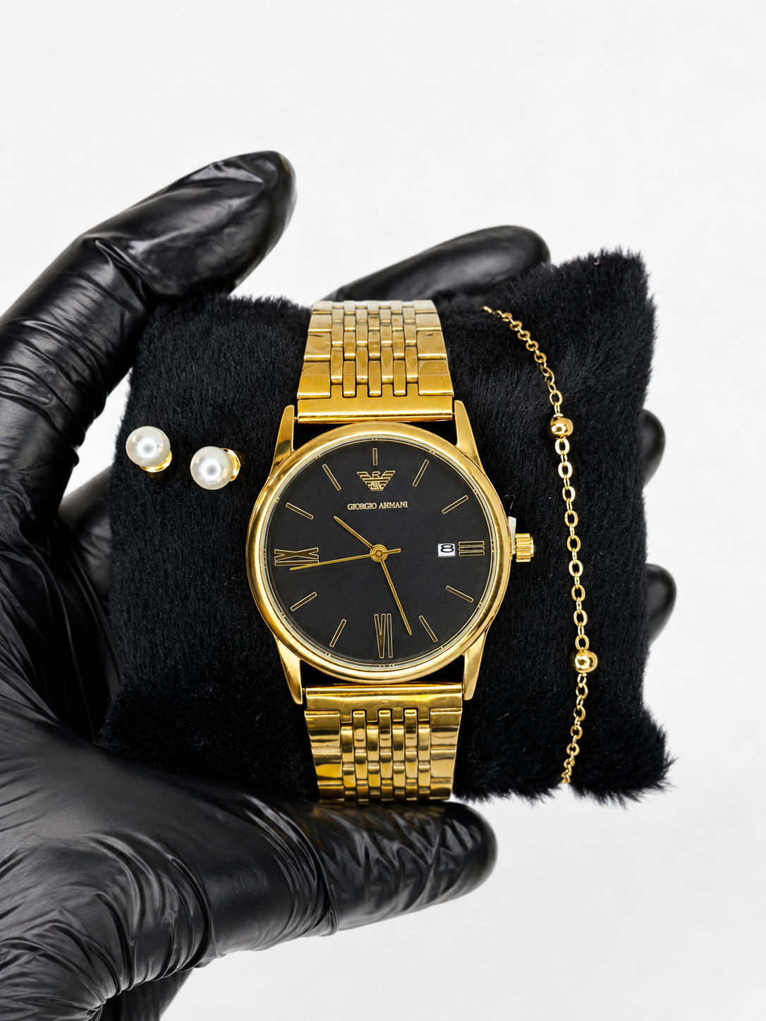 Kit Giorgio Armani Dourado — Mostrador Preto