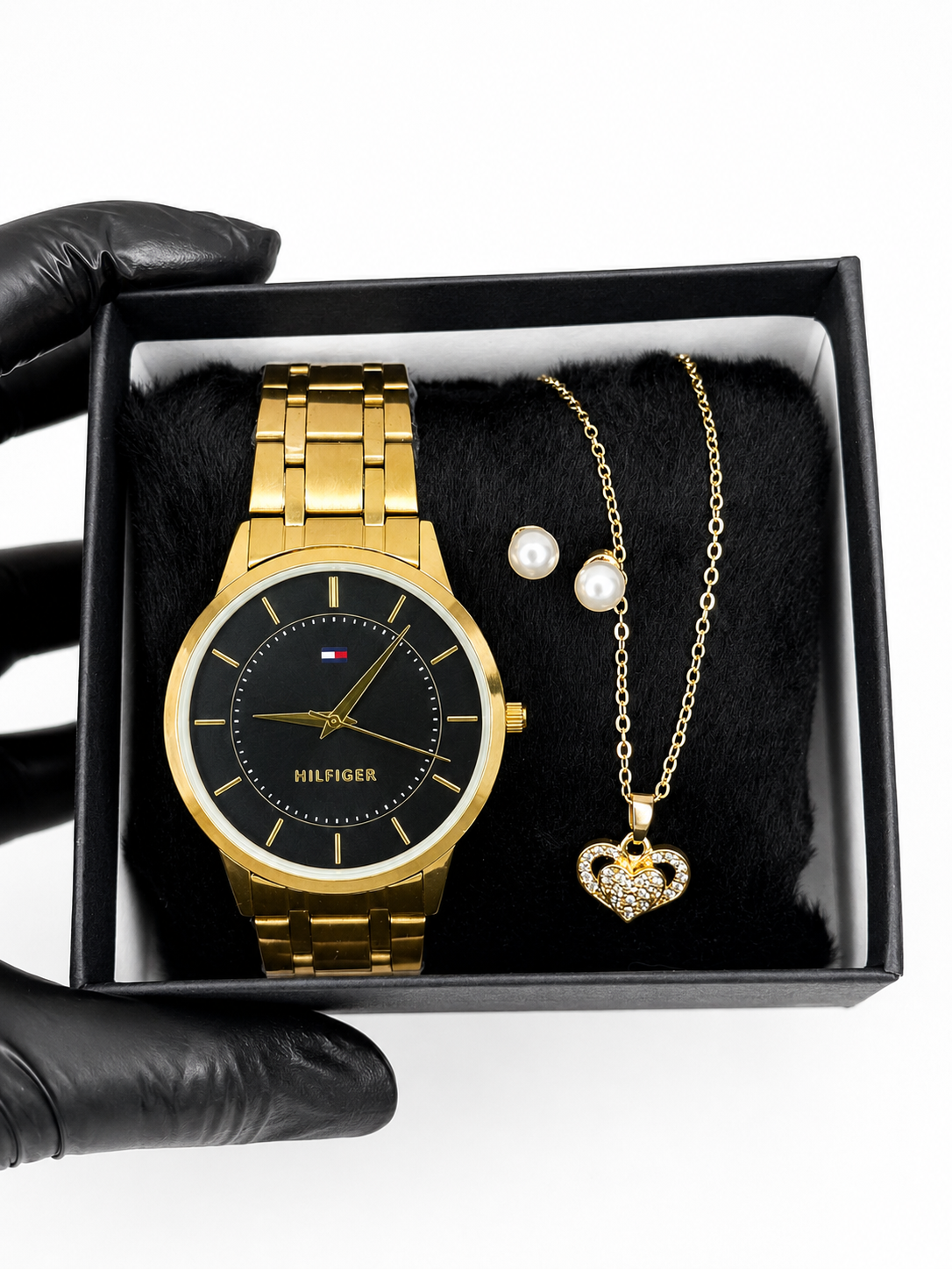 Kit Tommy Hilfiger Dourado — Mostrador Preto