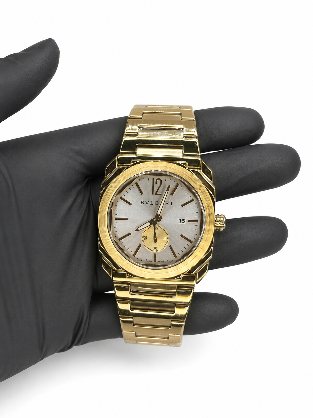 Relógio Masculino Bvlgari Dourado com Mostrador Branco