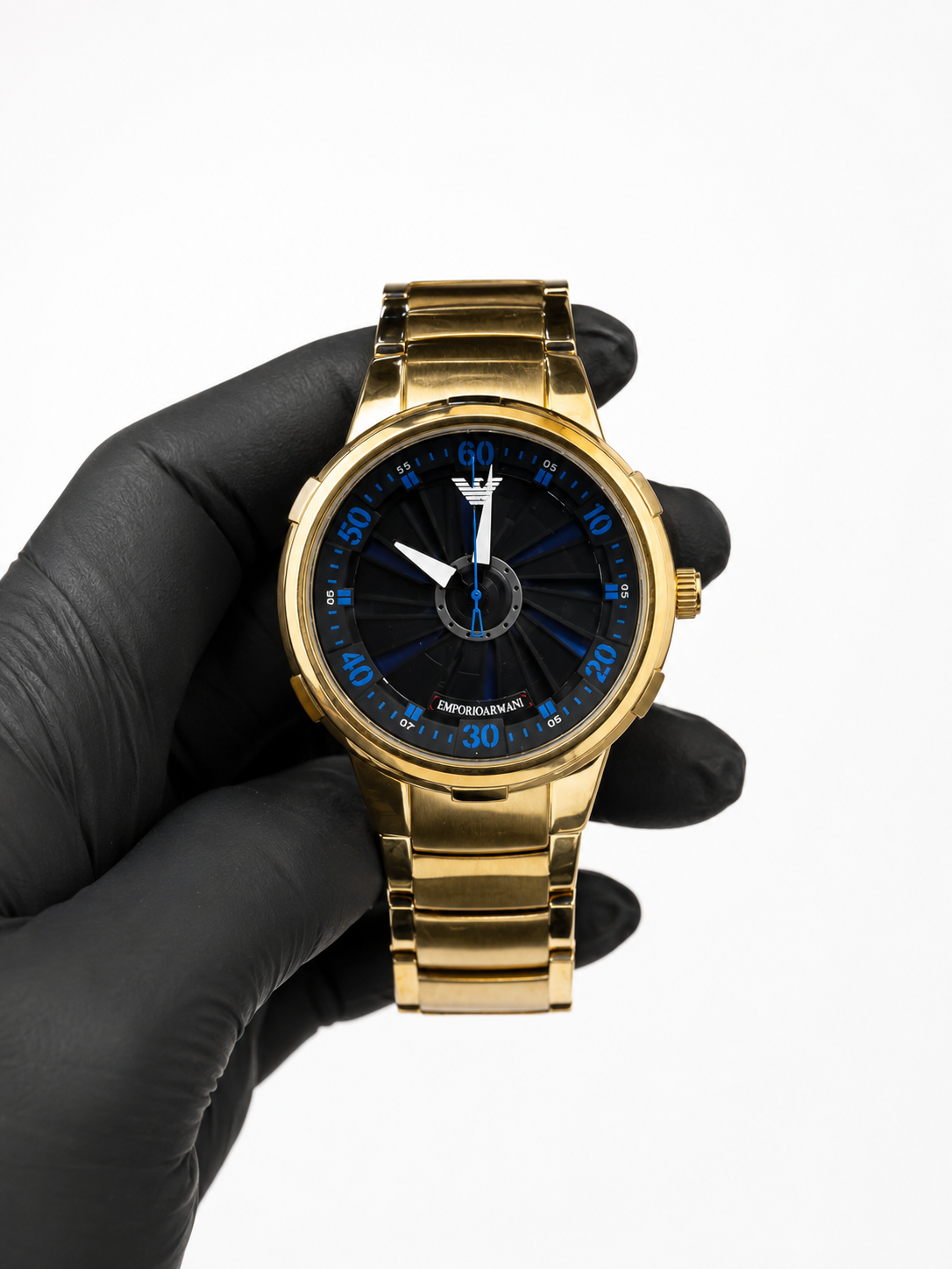 Relógio Emporio Armani Dourado com Detalhes Azuis