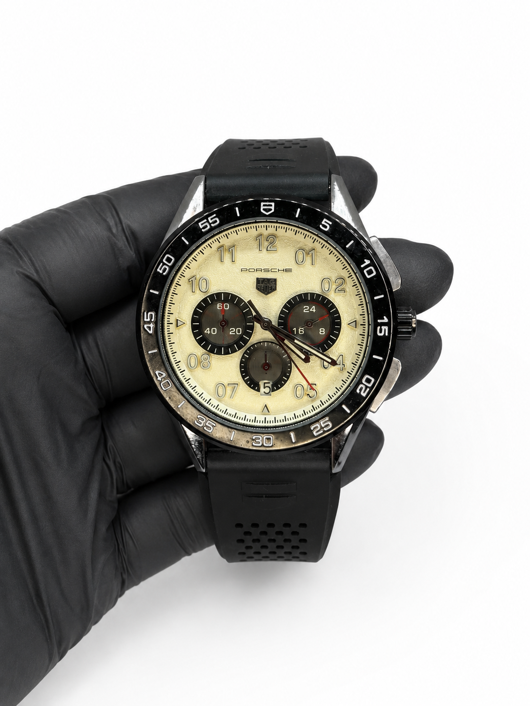 Relógio Estilo Porsche Chronograph Bege