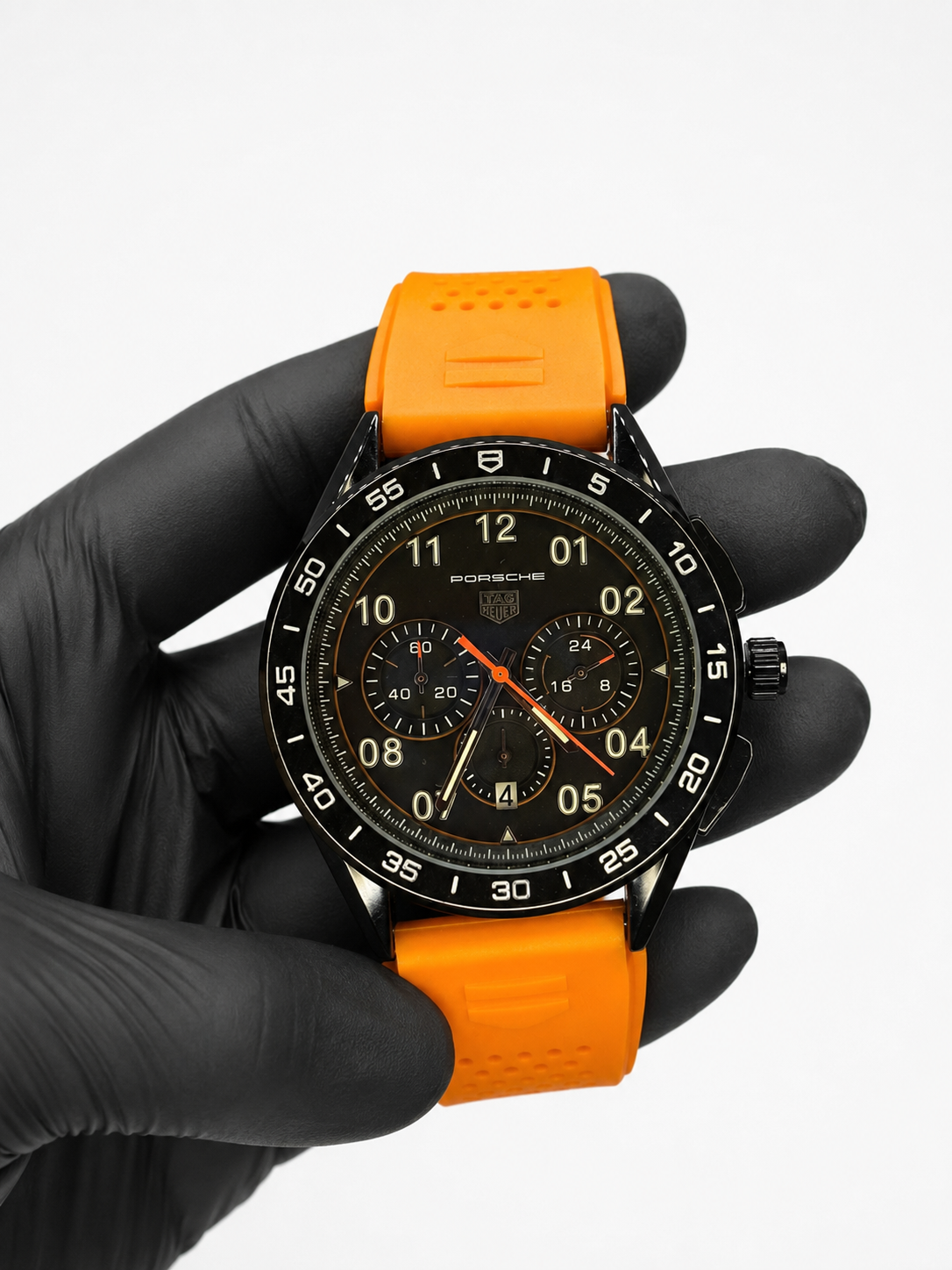 Relógio Estilo Porsche Chronograph Laranja