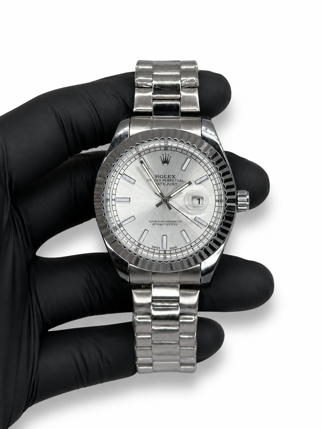 Rolex Datejust Prata Mostrador Branco