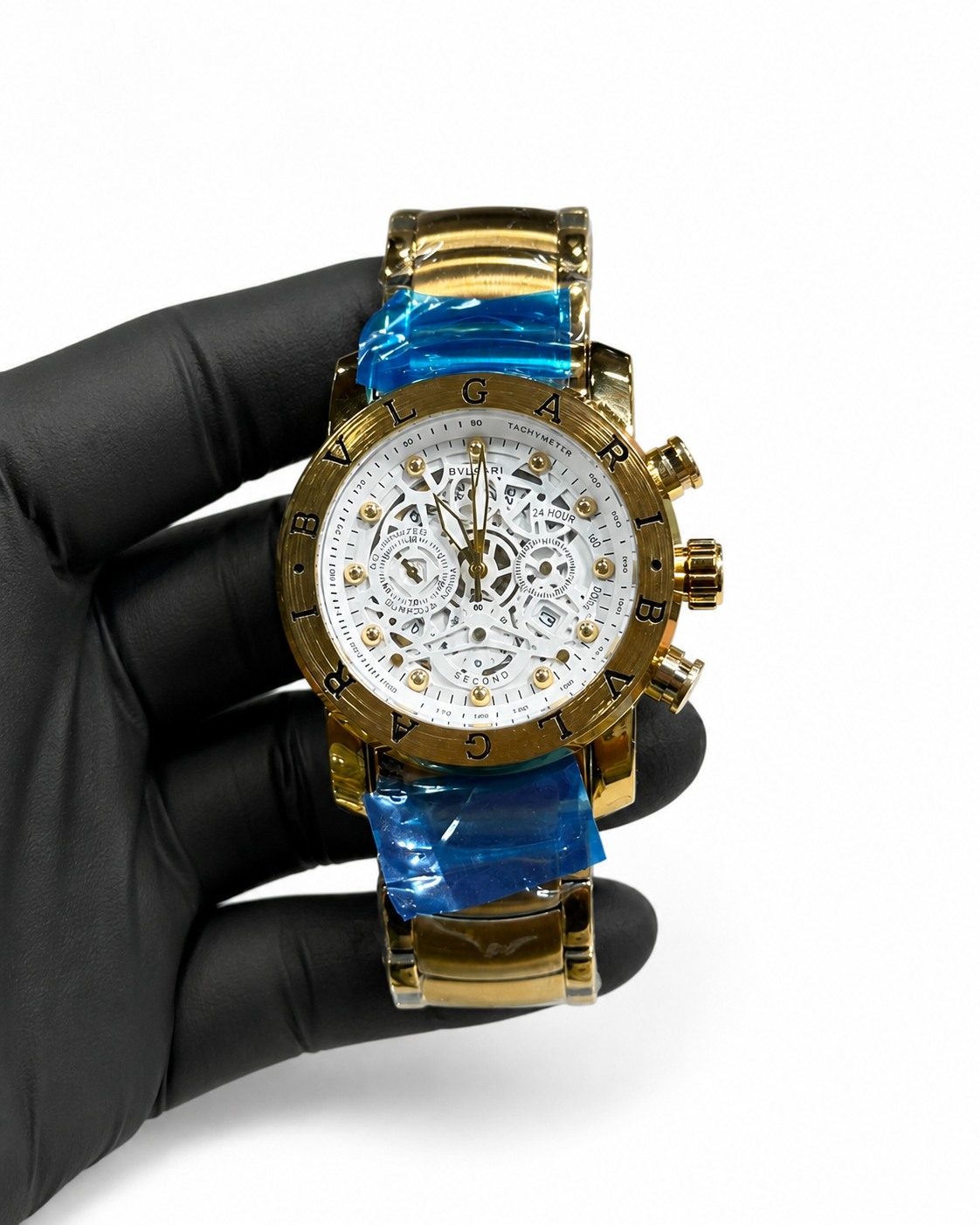 Relógio Bvlgari Skeleton Dourado com Mostrador Branco