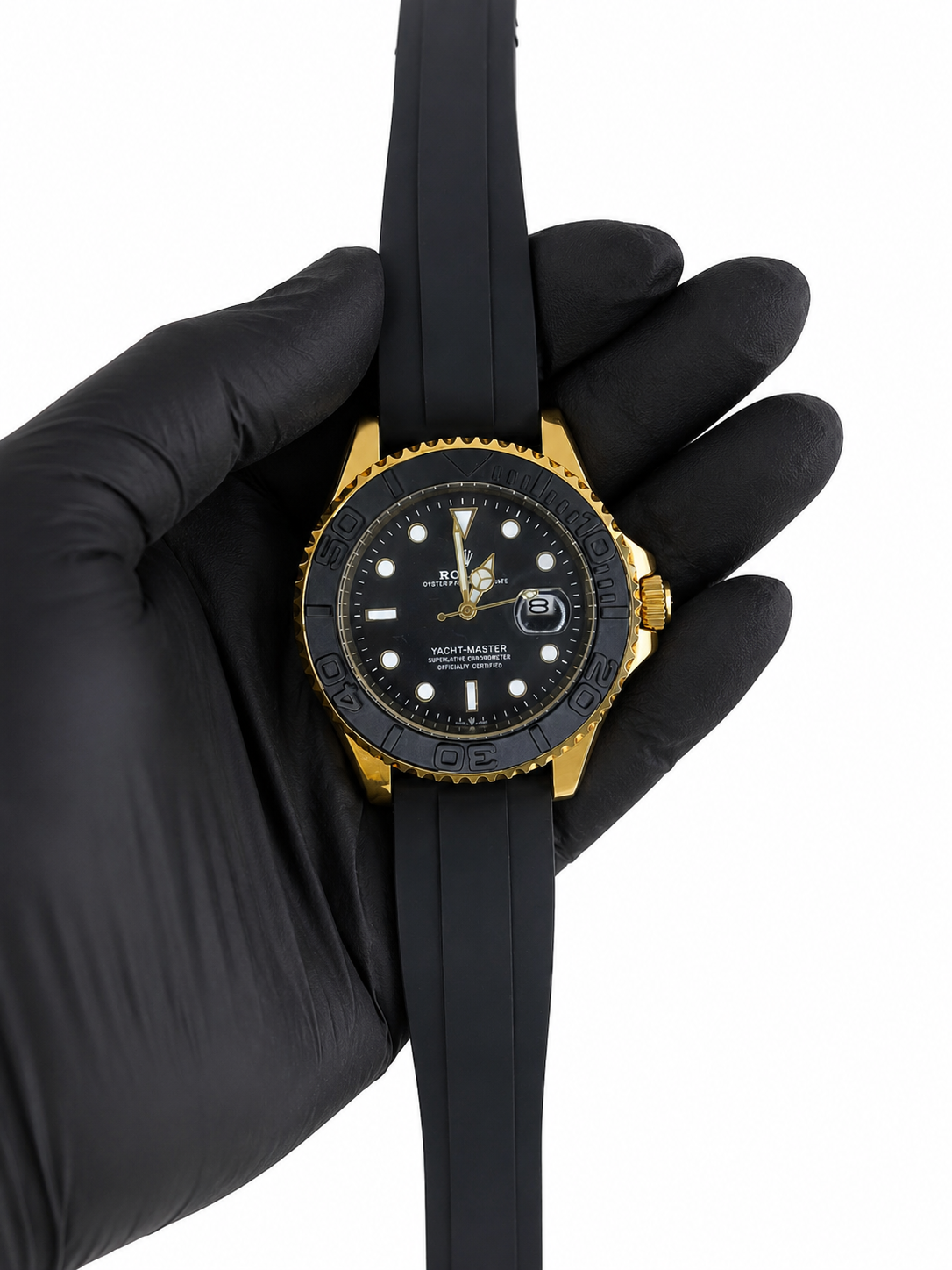 Rolex Yacht-Master Dourado com Pulseira Preta